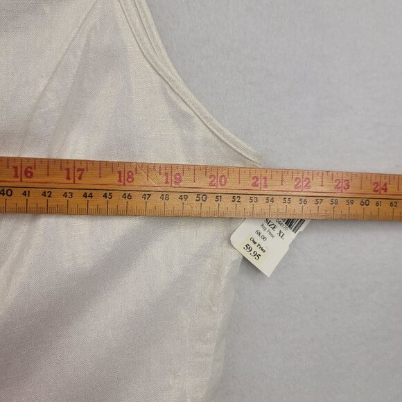 Clara Sunwoo Sleeveless Ruffle Button Front Top XL Ivory Linen Blend New - Picture 8 of 9